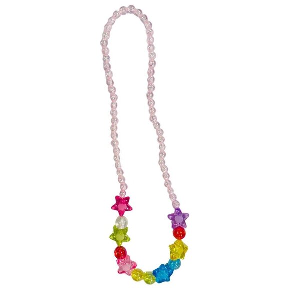 Kids Colorful 3 Beaded Necklace and 1 Bracelet Set with Star Charm Heart Charms - Picture 5 of 11